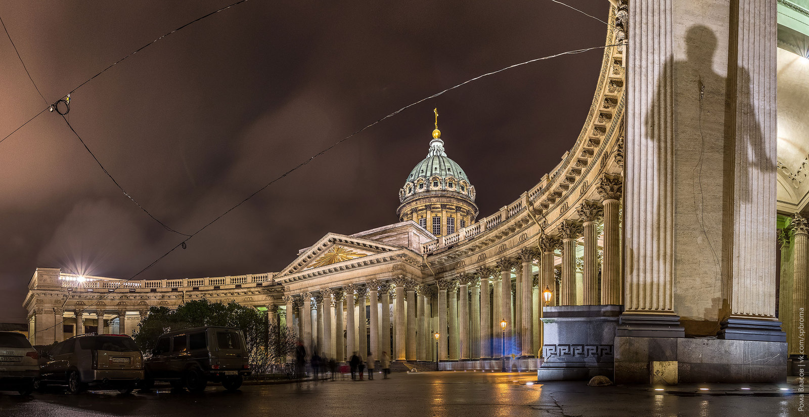 Shadow of Barclay de Tolly - The photo, Night city, Saint Petersburg, Kazan Cathedral, Shadow