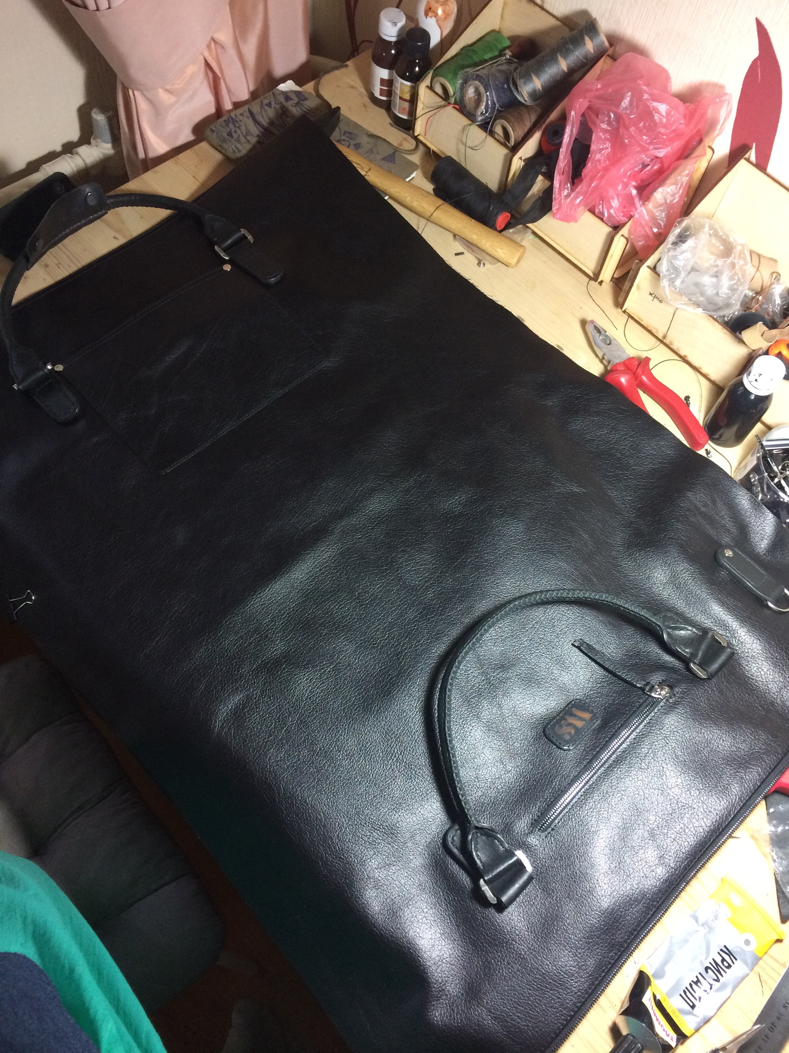 Travel bag. Another project. - My, Сумка, Leather products, Needlework without process, Kopitsyn leather, Longpost