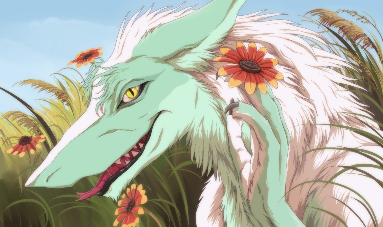 Sergala in ribbon - , Sergal, Furry, Art, Nature, Summer