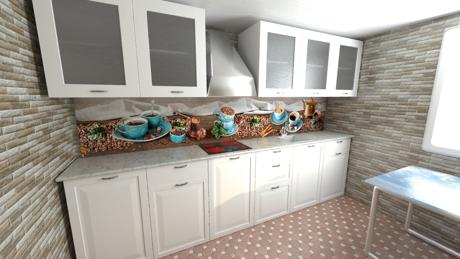 Crooked interior renderer - My, 3D, 3D modeling, Render, Interior, Kitchen, Crooked hands, Longpost