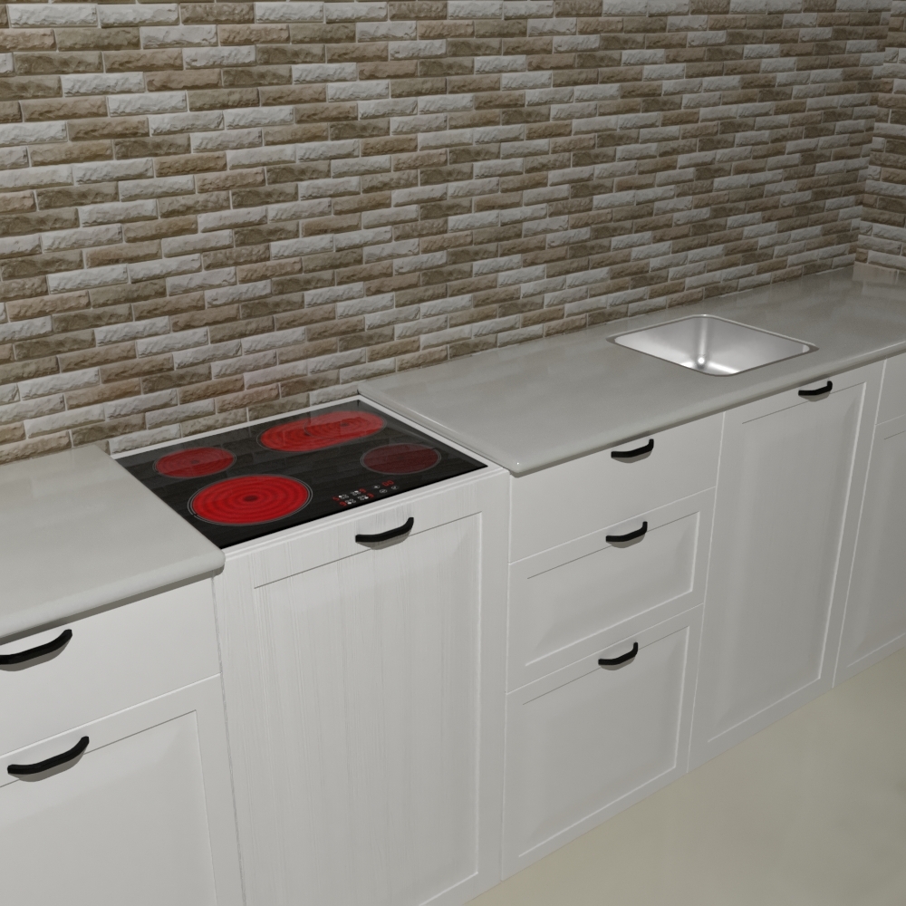 Crooked interior renderer - My, 3D, 3D modeling, Render, Interior, Kitchen, Crooked hands, Longpost