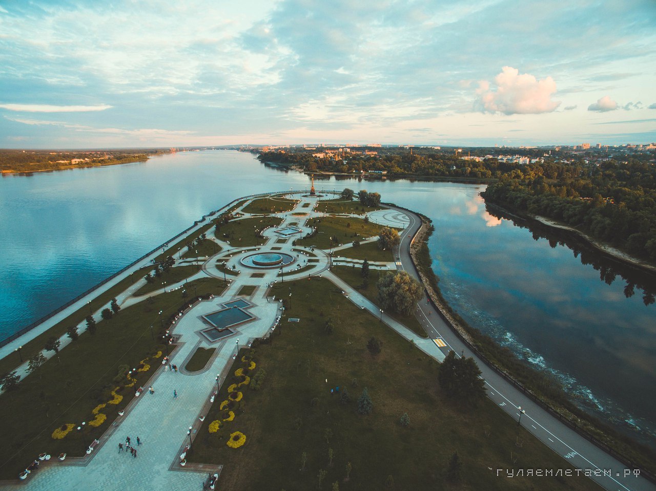 Volzhskaya embankment, Yaroslavl - Yaroslavl, Aerial photography, Embankment, The photo, Longpost