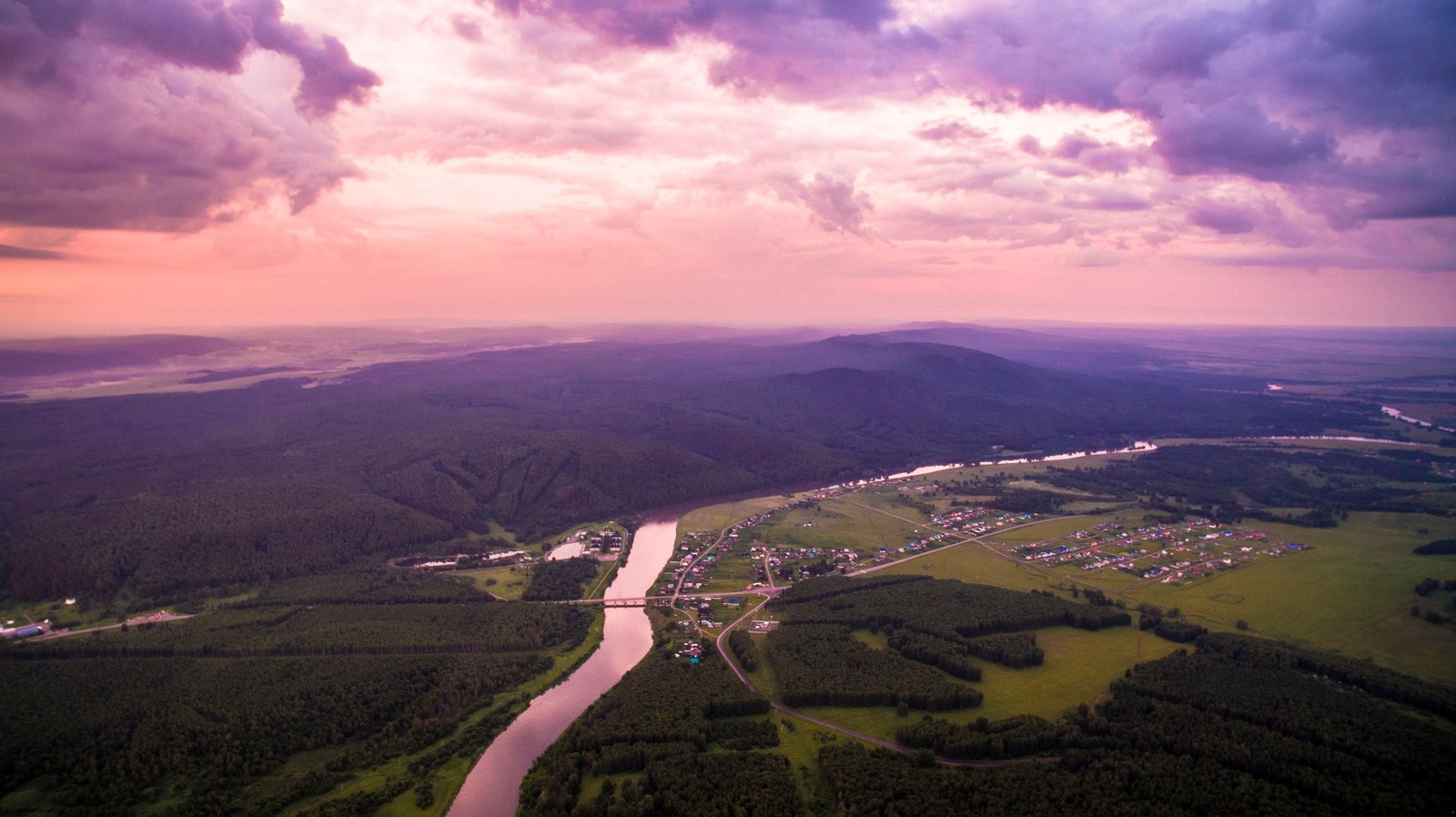 Drone flight at 4am - My, Bashkortostan, Yuryuzan, Drone