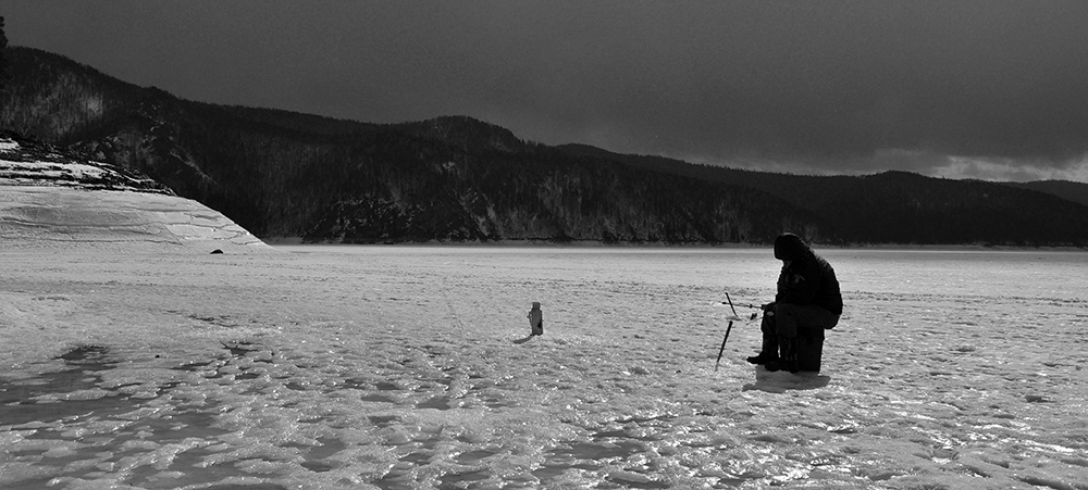 Fisherman's Meditation - My, The photo, Ice, Sky, Fishermen, Doesn't peck