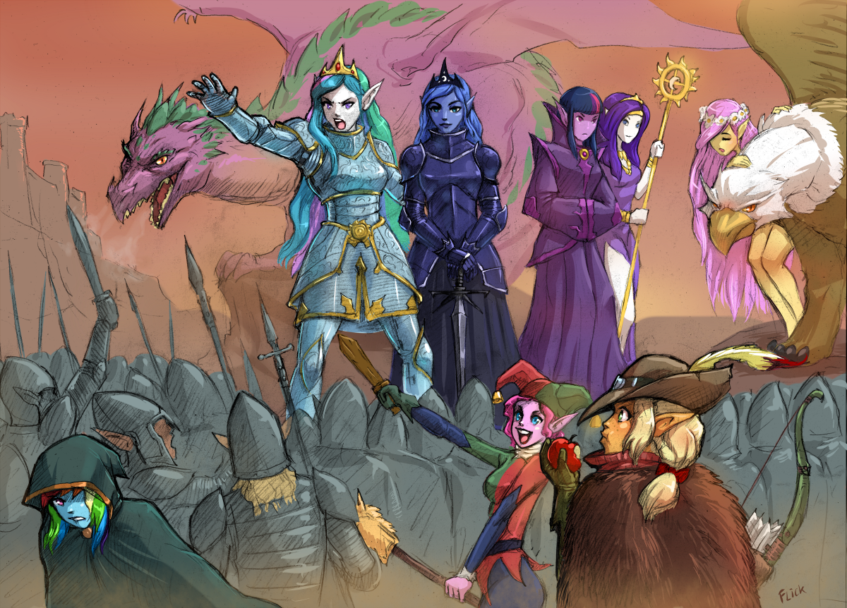 Rise of the Equestria - My little pony, Mane 6, Princess luna, Princess celestia, Spike, The Dragon, Griffin, Humanization