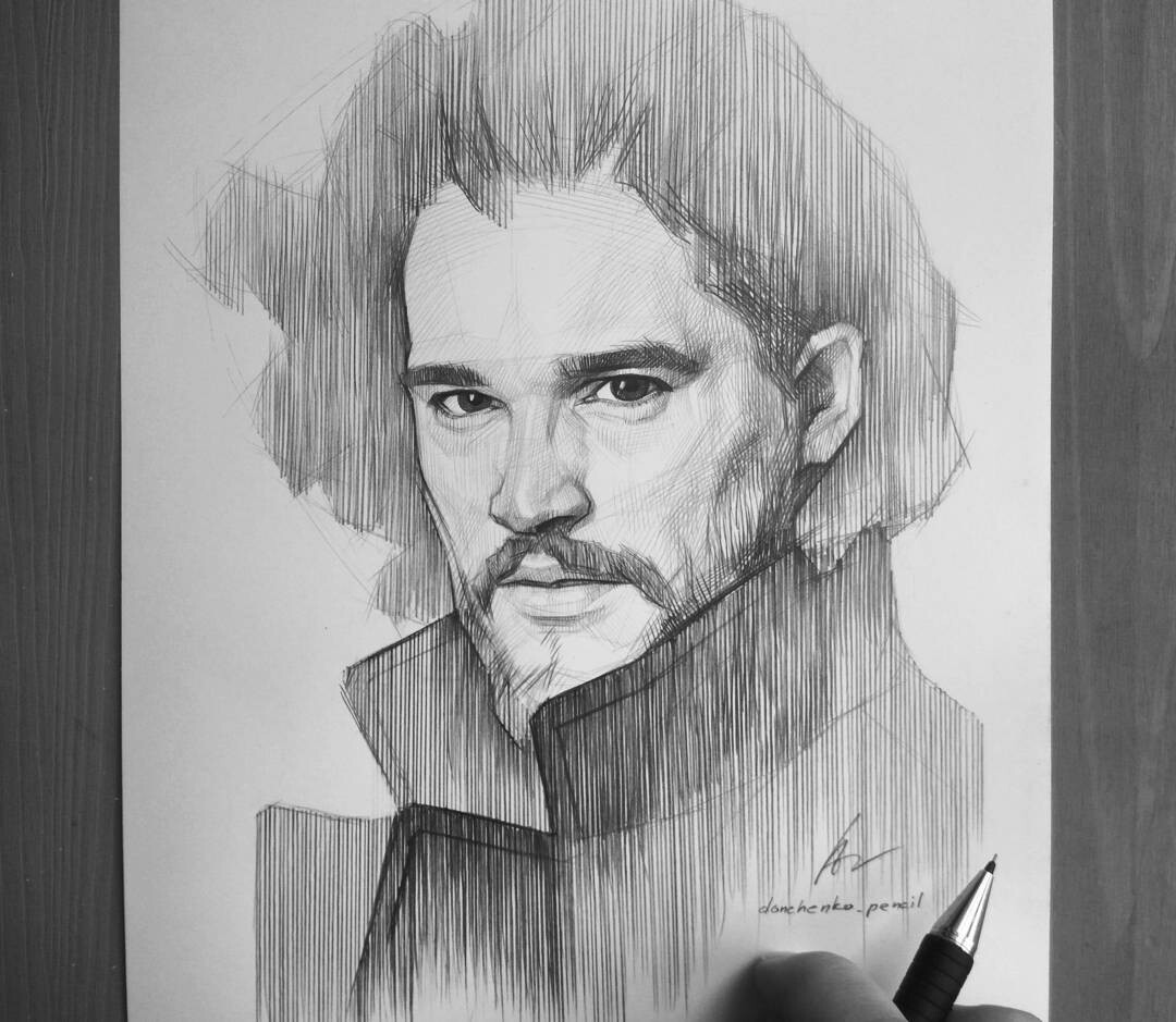 Jon Snow - My, Jon Snow, , Game of Thrones, Pencil drawing, Portrait, , Drawing