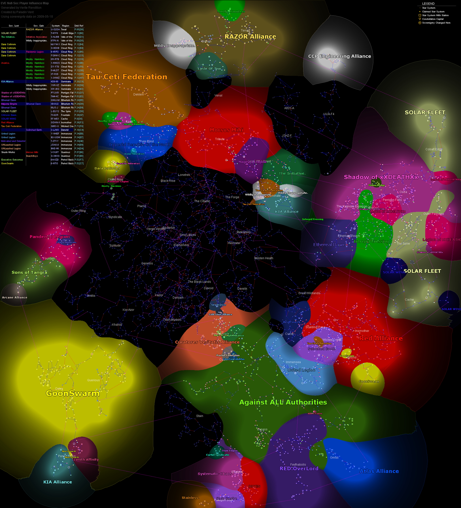 Sovereignty Map 2007-2017 - Eve Online, Games, Politics, Sovereignty