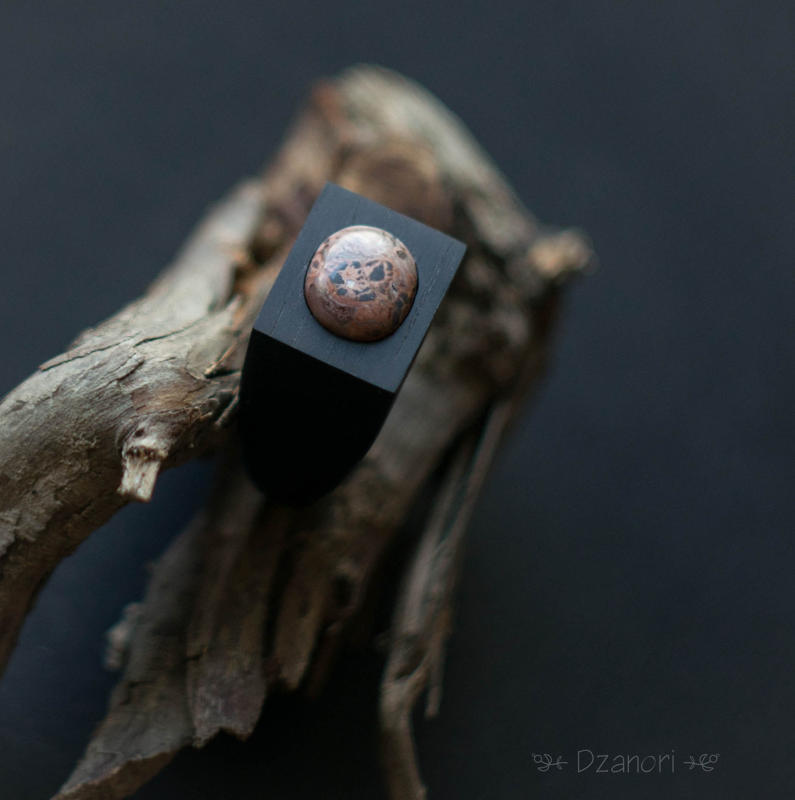 Black hornbeam ring with jasper - My, Handmade, Decoration, Ring made of wood, Hornbeam, , Wood ornaments, , Longpost