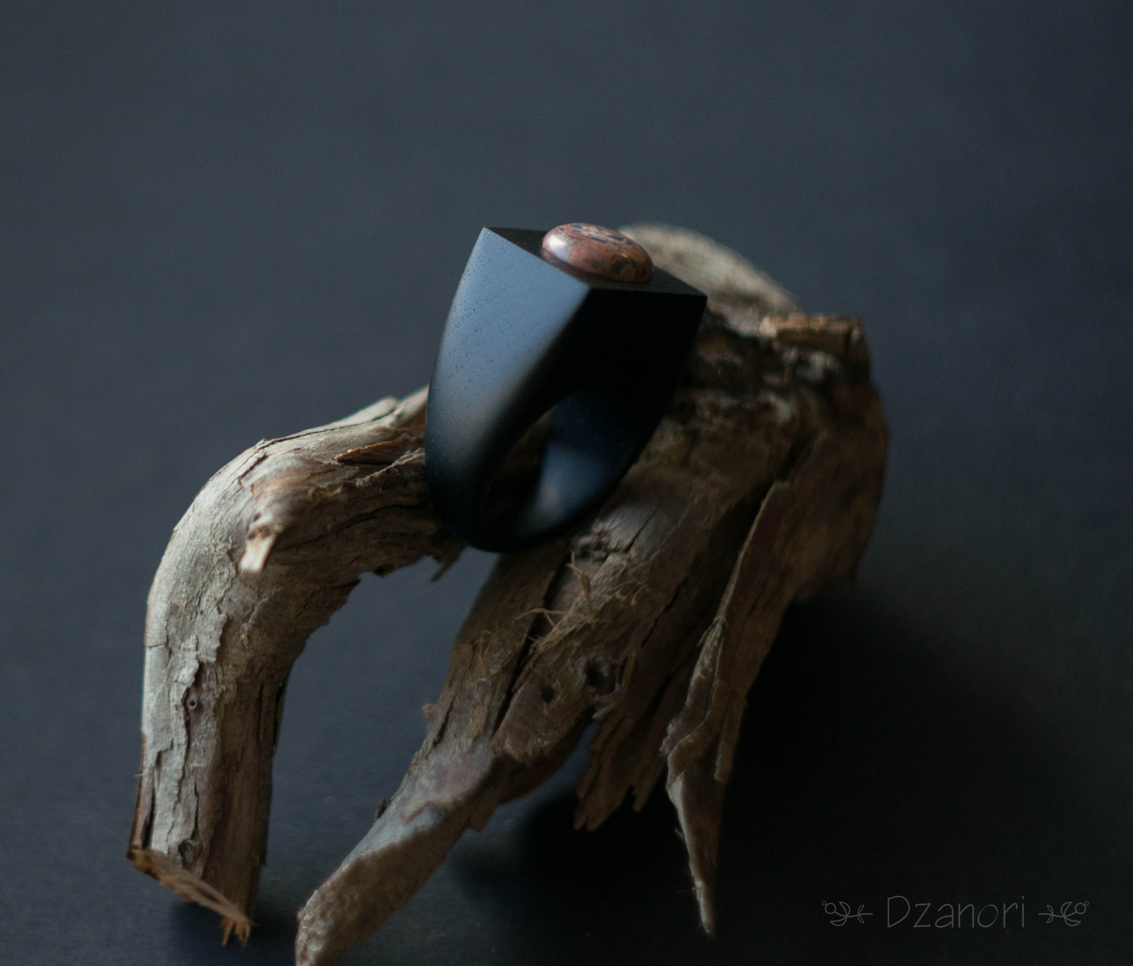 Black hornbeam ring with jasper - My, Handmade, Decoration, Ring made of wood, Hornbeam, , Wood ornaments, , Longpost