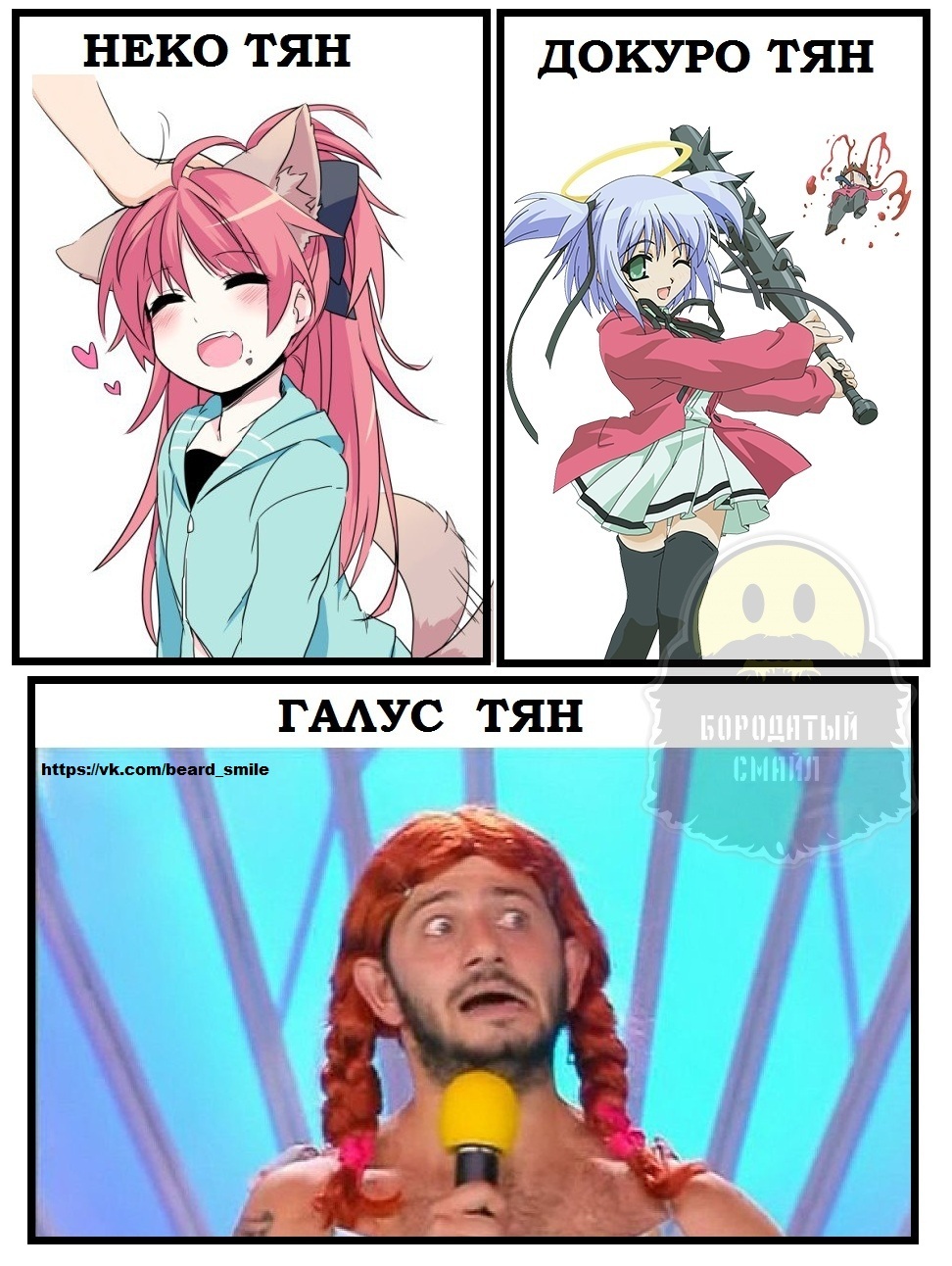 For anime fans: Varieties of Tyanok (post stolen from a small author's public VK) - Galustyan, Anime, Anime girls, , Girls, Not anime, Mikhail Galustyan