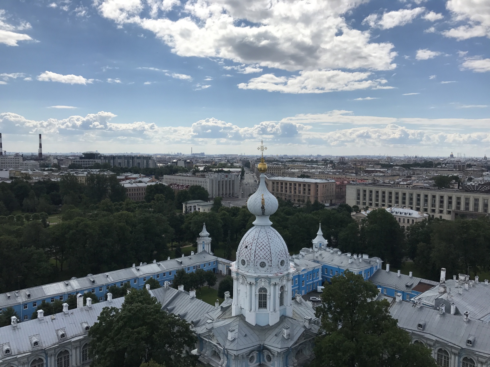 From the 50-meter height of the belfry of the Smolny Cathedral in St. Petersburg - My, Saint Petersburg, Smolny Cathedral, St. Petersburg walks, , Longpost, Panoramic shooting