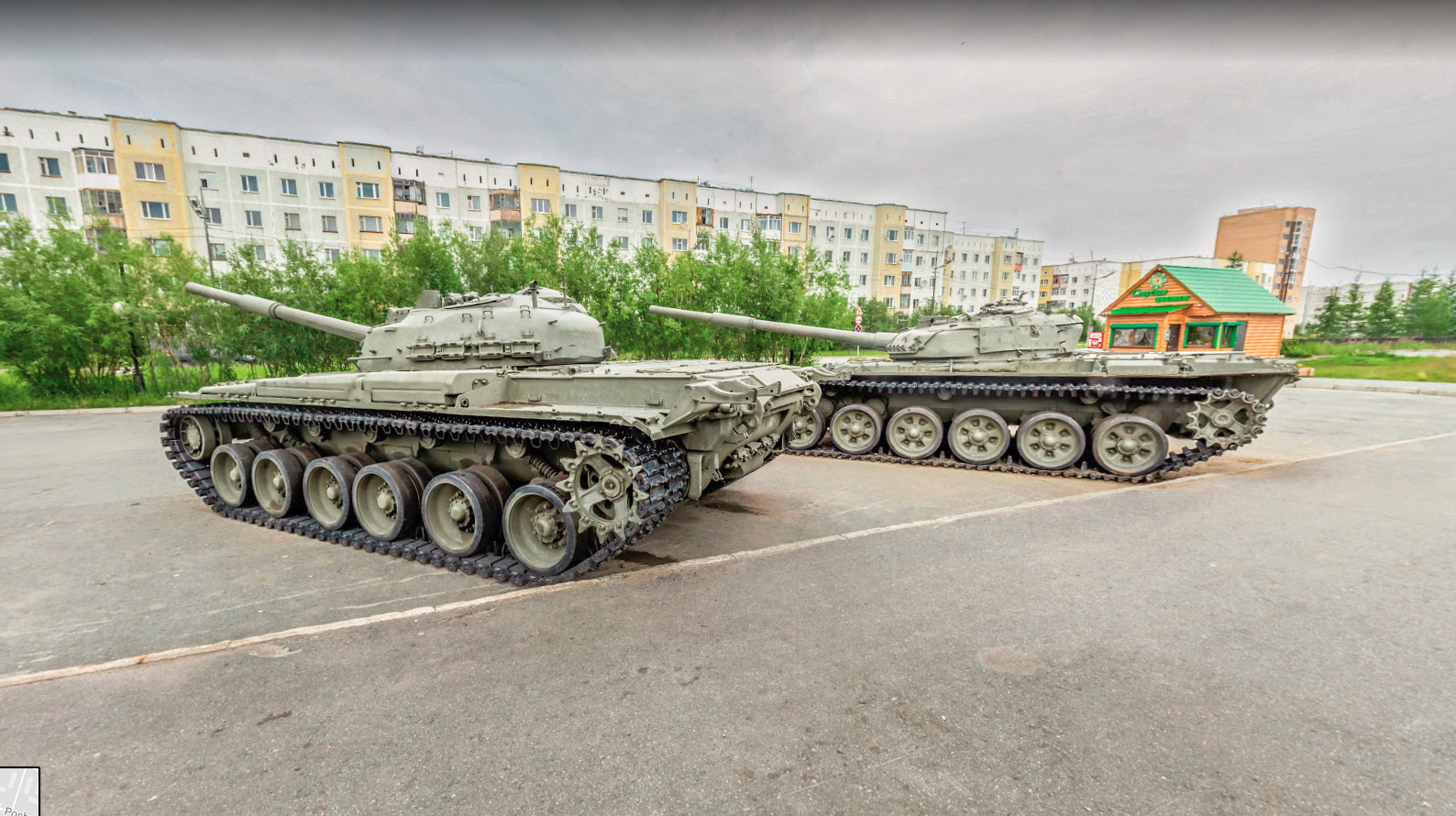 Nothing special, just a couple of tanks parked in the parking lot - Google maps, Tanks