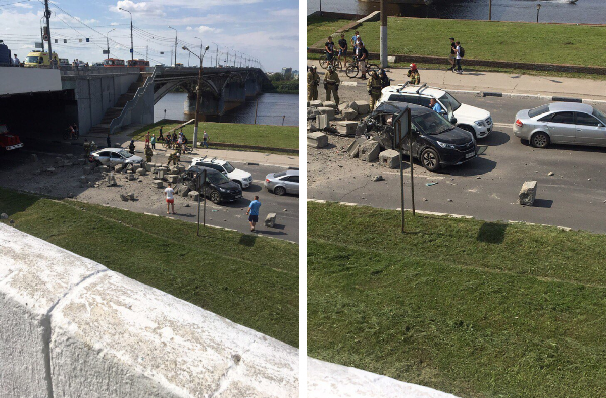 A truck with building blocks brakes failed on the descent. - Road accident, Nizhny Novgorod, Crash, Truck, Longpost