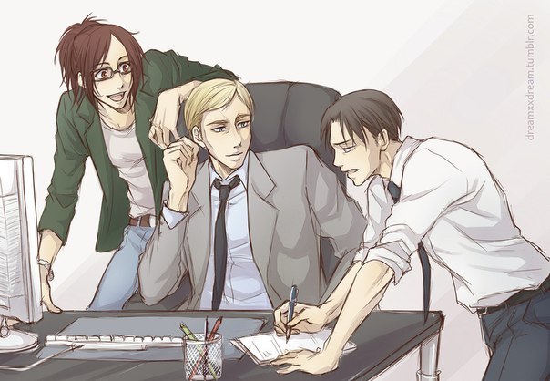 Erwin, Levi and Hange - Anime, Anime art, Attack of the Titans, , Erwin Smith, Levi Ackerman, Art, Hanji Zoe