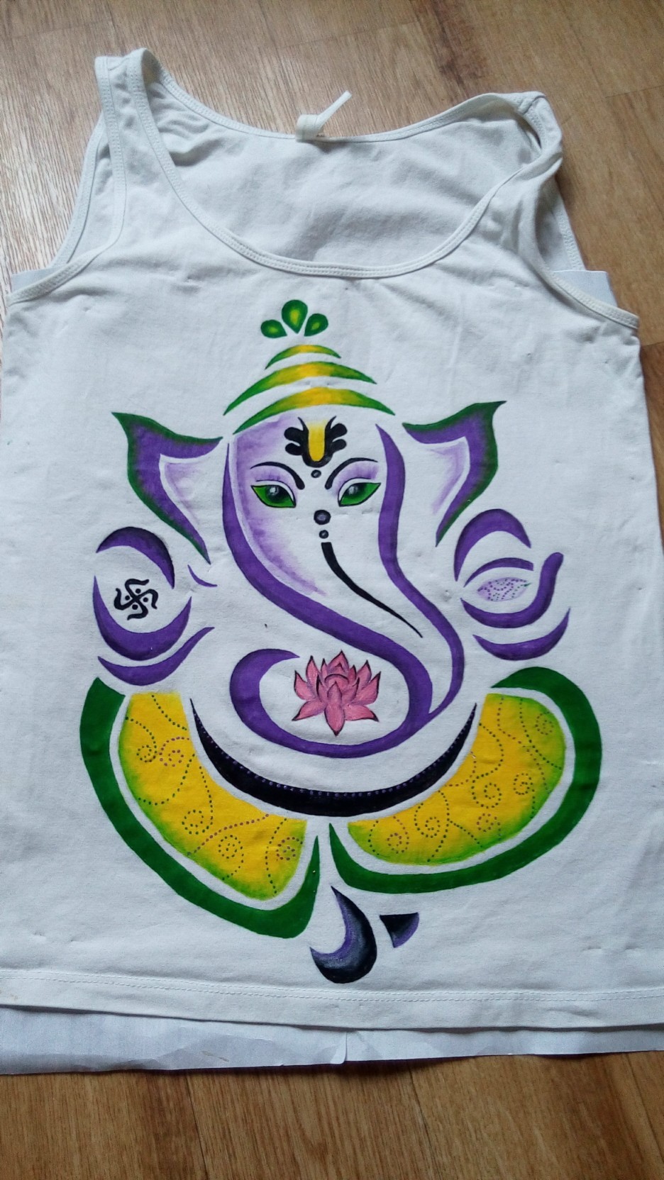 Creation number 6. Elephant Ganesha. - My, Needlework with process, Ganesha, Painting on fabric, Longpost