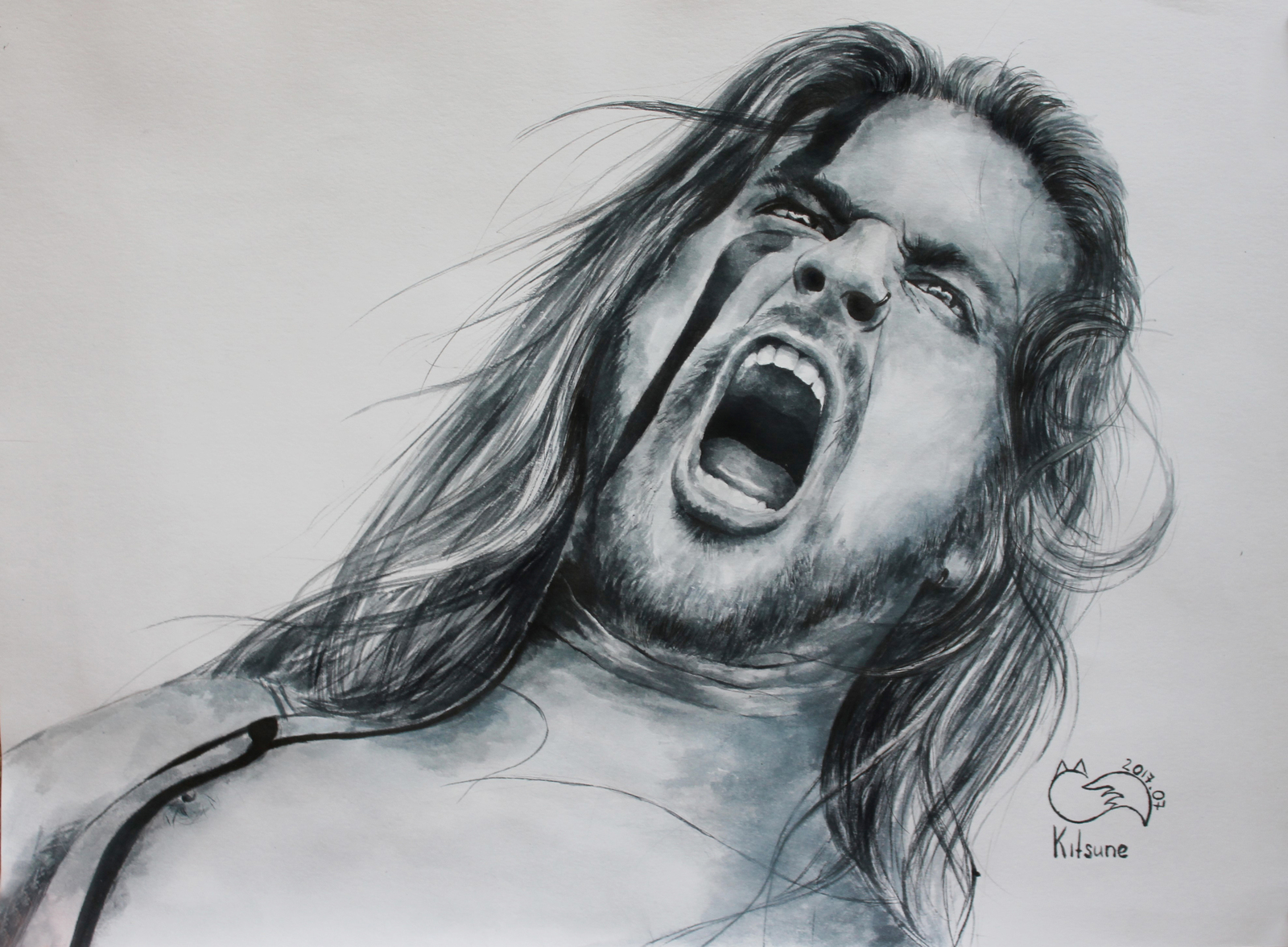 Matthias Lilmans - vocalist of the Finnish folk metal band Finntroll - My, , Ink, Graphics, Drawing, Finntroll, , Monochrome