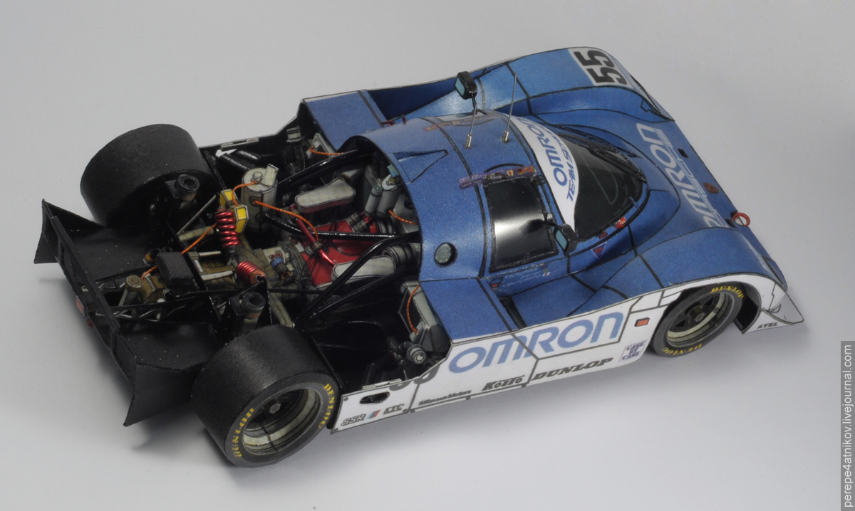 Porsche 962c 1:25, paper - My, Longpost, Porsche, Paper modeling, Papercraft