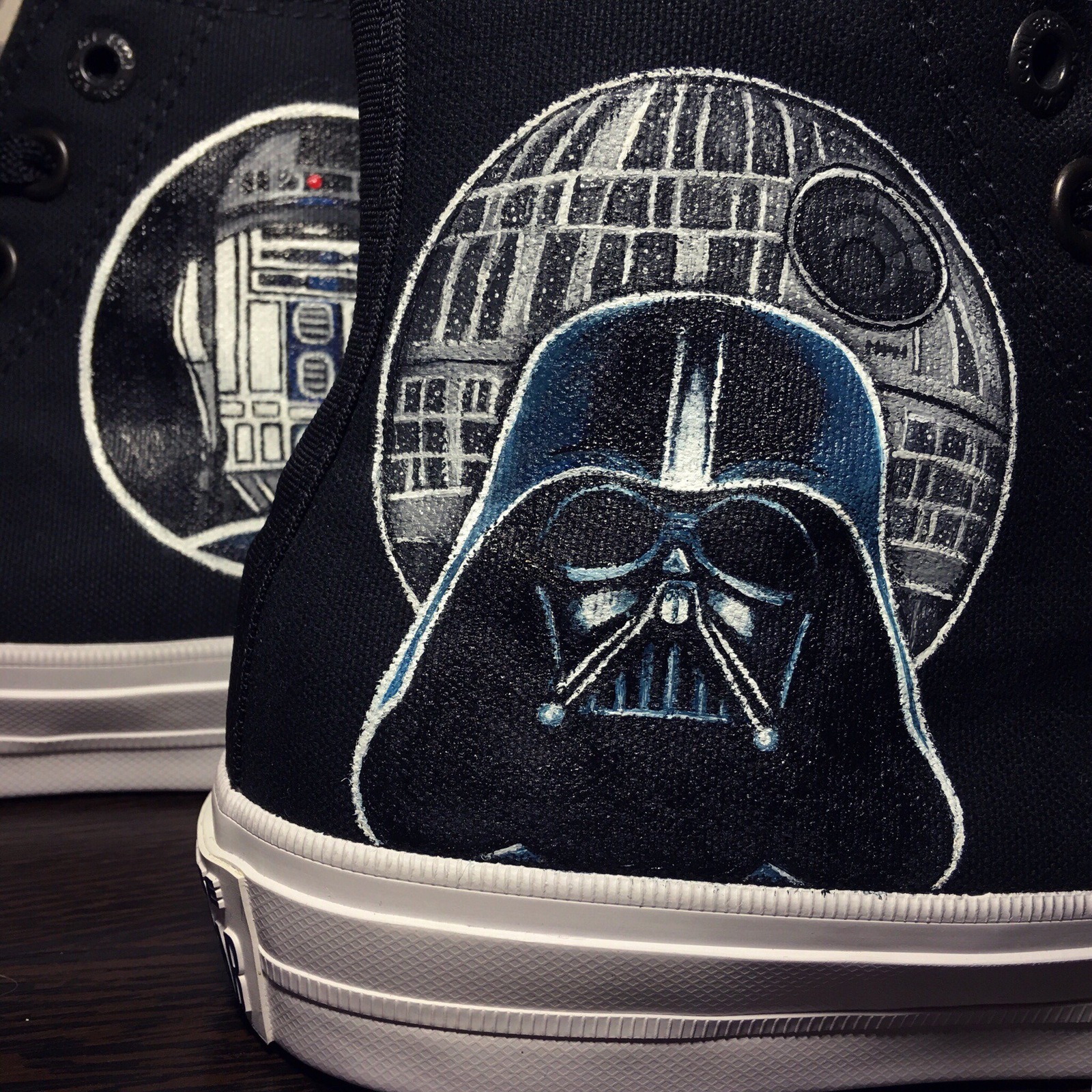 Painting sneakers Star Wars. - My, Star Wars, Shoe painting, Darth vader, R2d2, Painting on fabric, Longpost