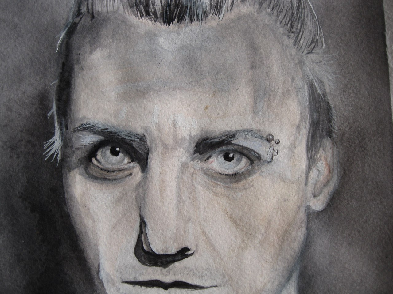 An attempt at a watercolor portrait) My guinea is Till Lindemann. - My, Portrait, Watercolor, Rammstein, Nobody reads tags, Attempt, Longpost