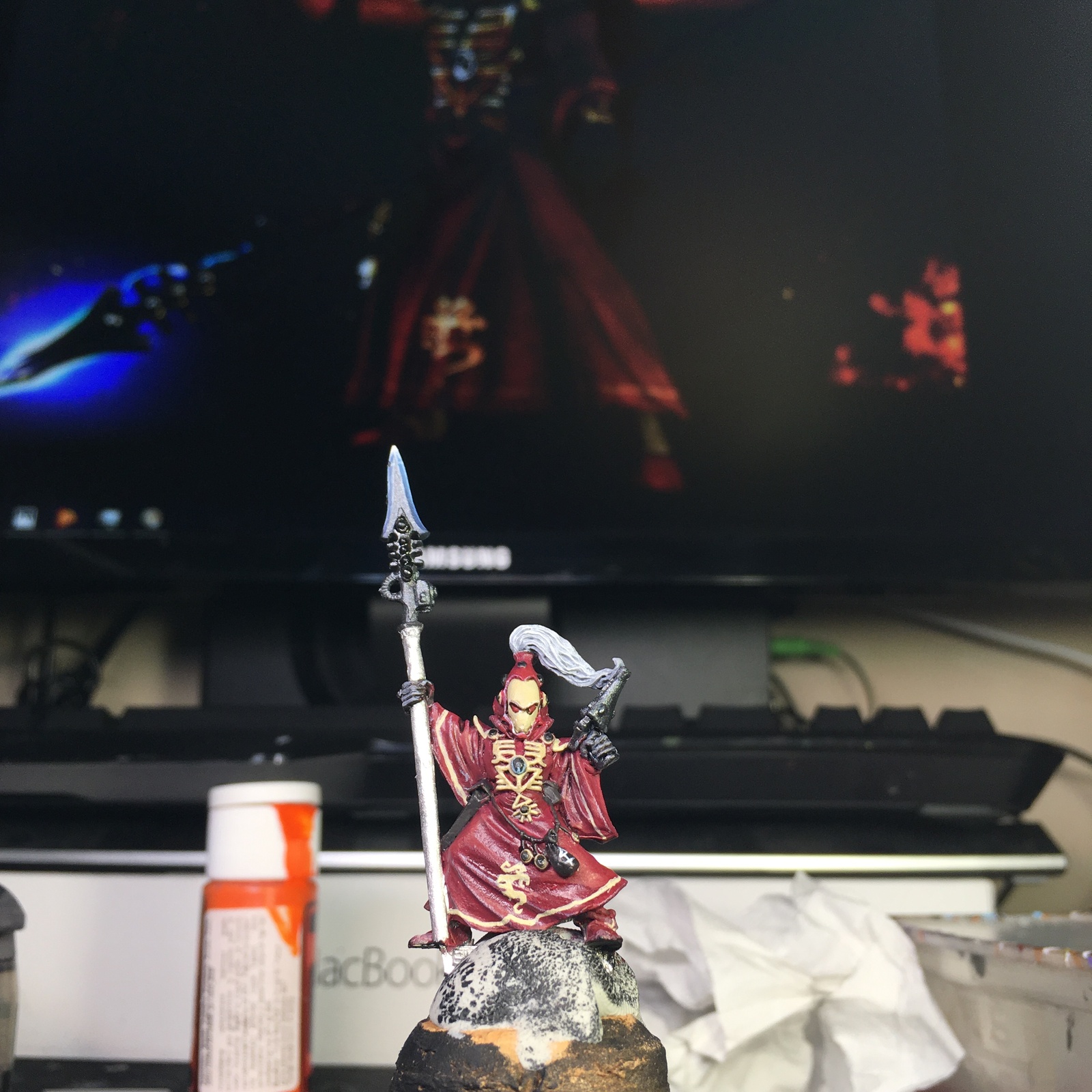 [NOT] Tired of painting red: Sorcerer Seim-Hann - My, Wh miniatures, Warhammer 40k, Warhammer, Eldar, Saim-Hann, Warlock, Longpost