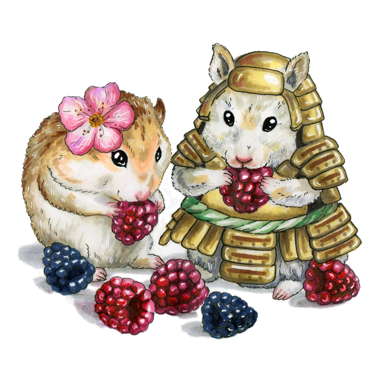 Pair of Japanese hamsters - My, , Hamster, Drawing, Marker, Magnet