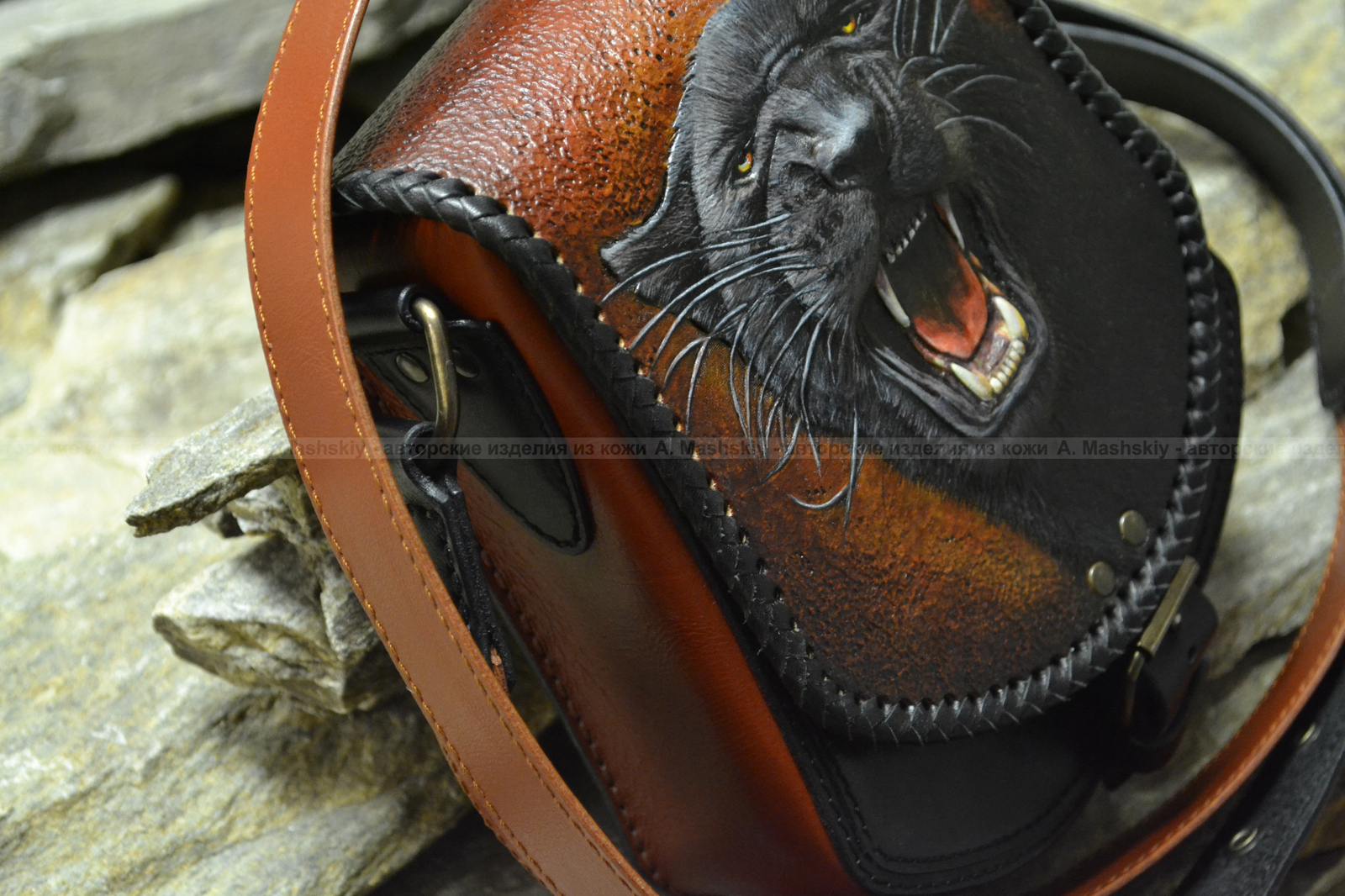 Gift for wife. - My, Handmade, Сумка, Panther, Embossing on leather, Leather, cat, Presents, Longpost