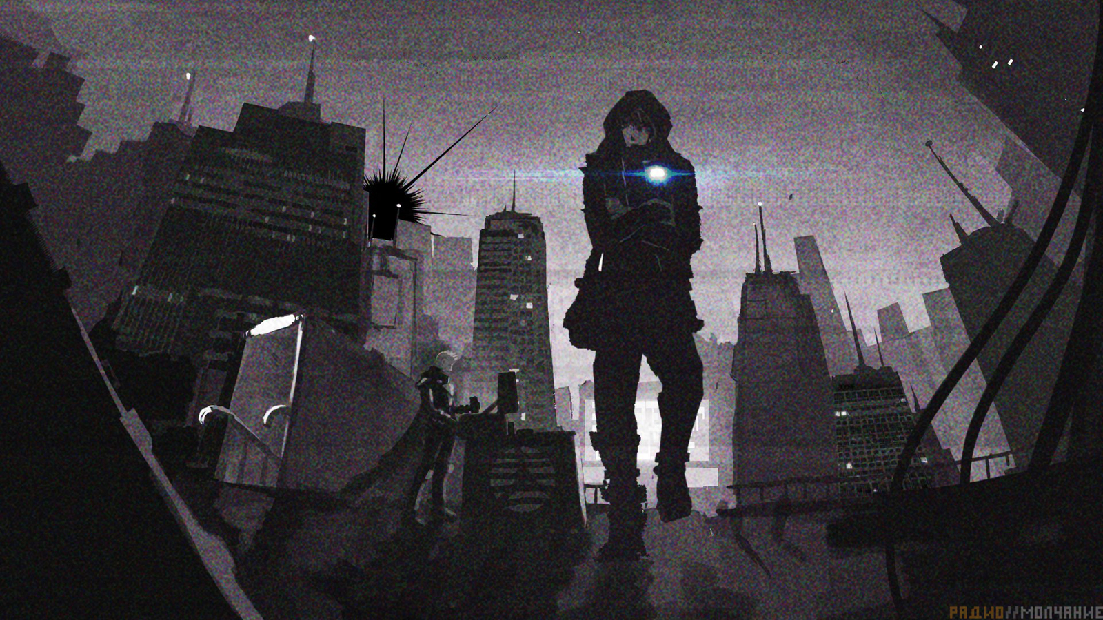 Radio//Silence: On the roof - My, radio silence, Art, Cyberpunk, Fantasy