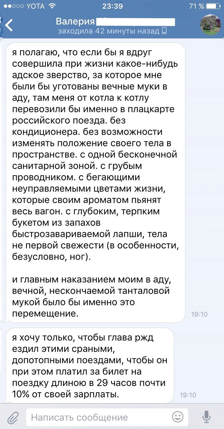 РЖД, или как можно любить железные дороги. - Моё, РЖД, Ад, Железная Дорога, Поезд, Плацкарт