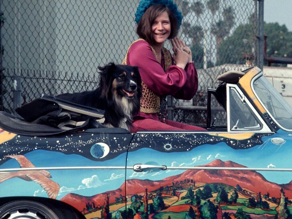 Retro car. - Retro car, Old photo, Past, 20th century, Janis Joplin, The singers, Porsche, Airbrushing, Longpost