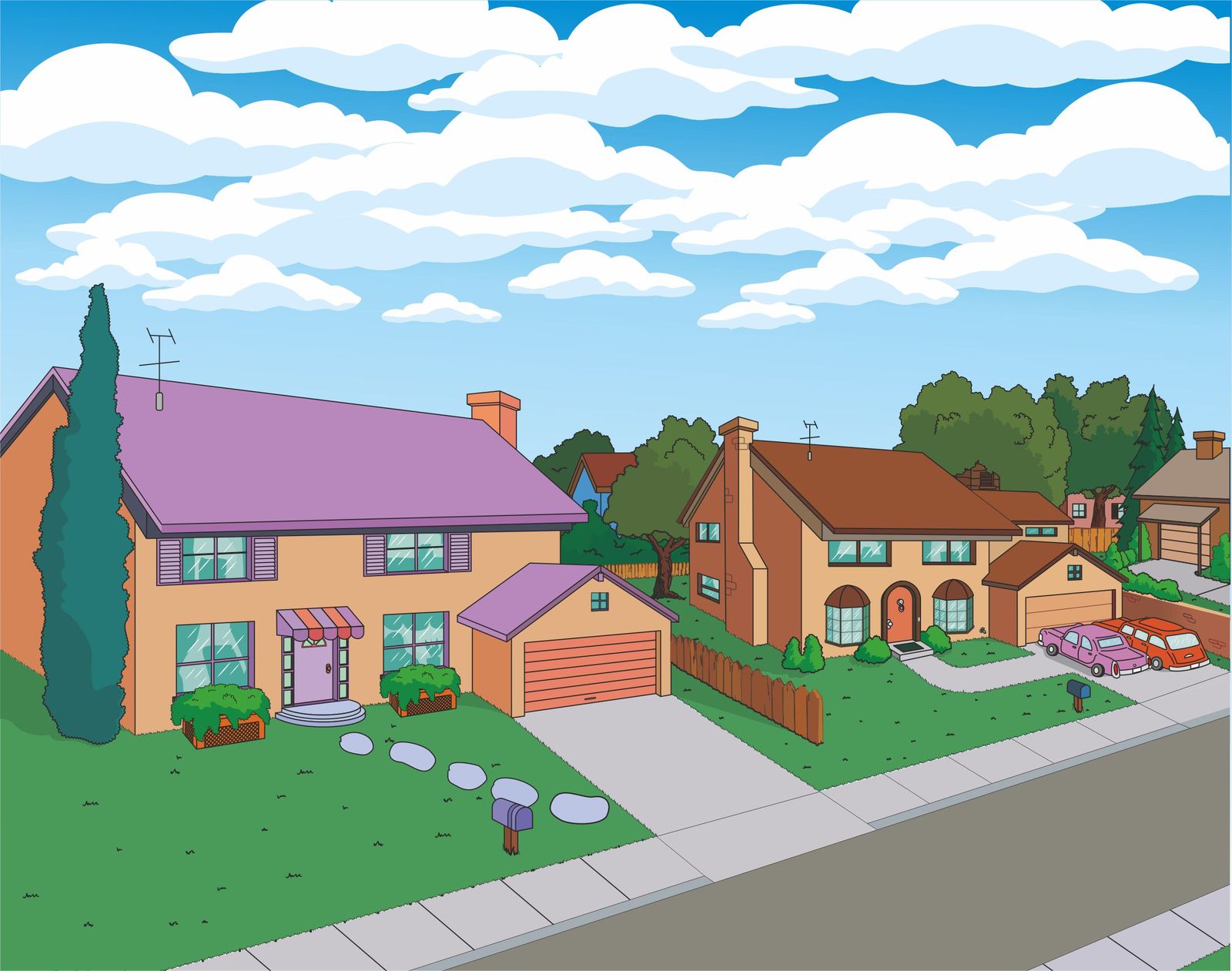 Evergreen Street, The Simpsons. - My, The Simpsons, Vector graphics, Background