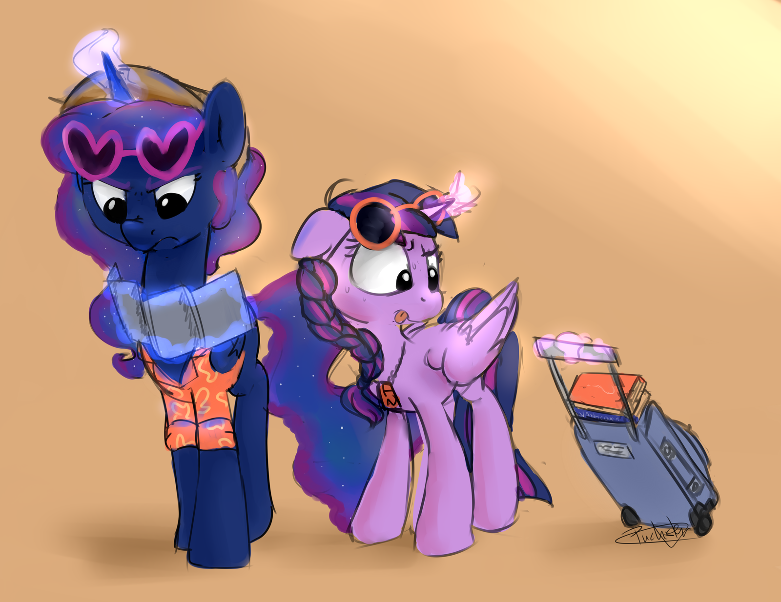 Where are we going? - My Little Pony, PonyArt, Princess Luna, Twilight sparkle, Pucksterv