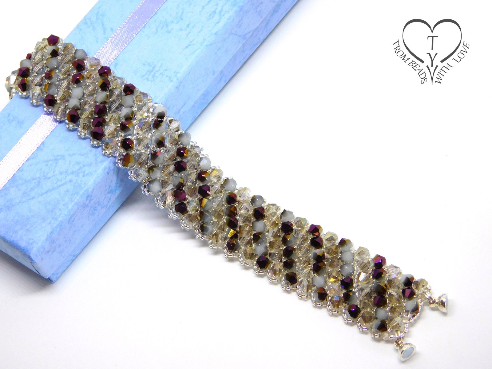 Beaded bracelet. Easy. Браслет из бусин и биконусов. МК