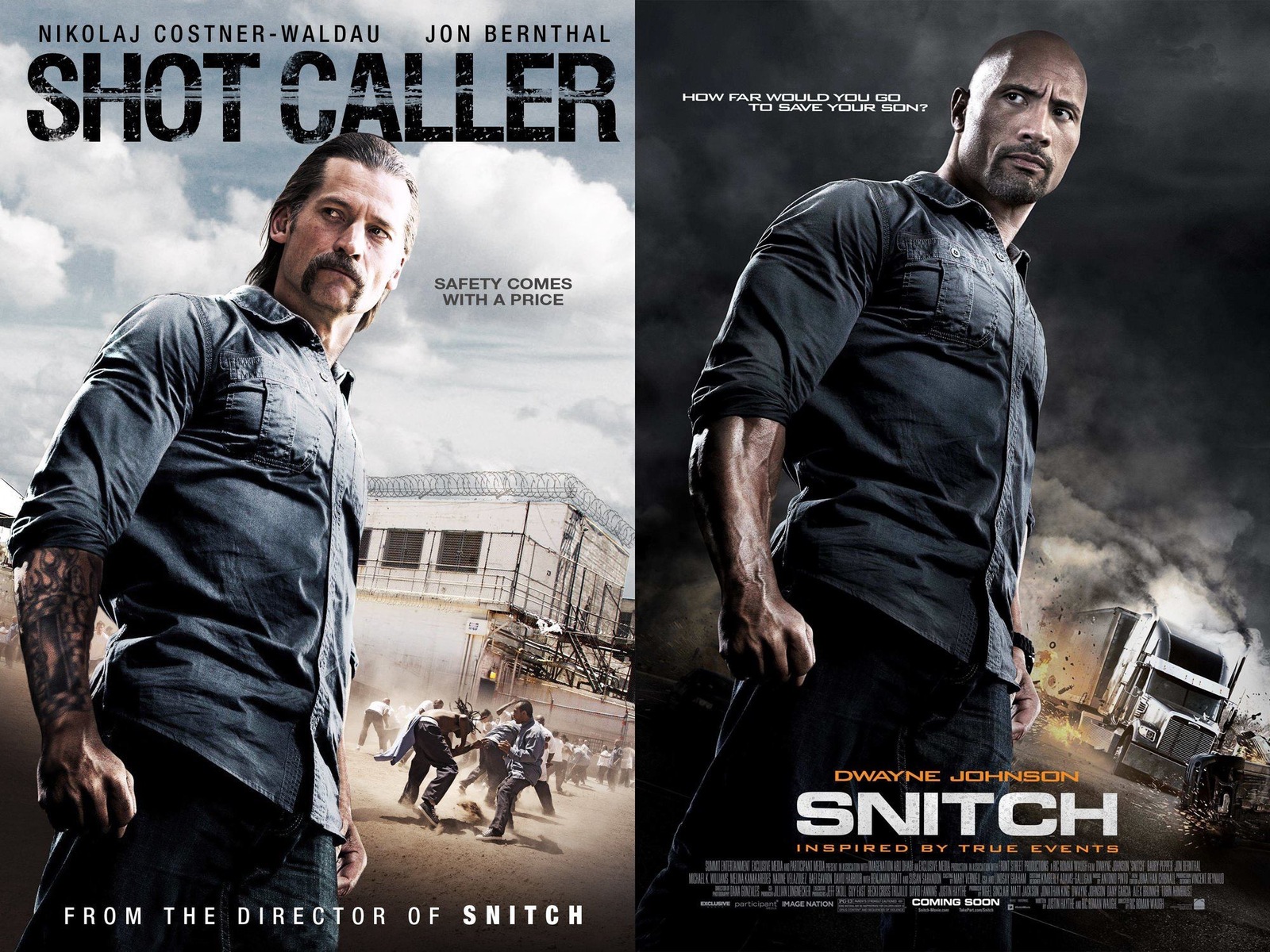 Two films, one director, one shirt... - Movies, Poster, Shirt, Photoshop, Nikolai Koster-Waldau, Dwayne Johnson