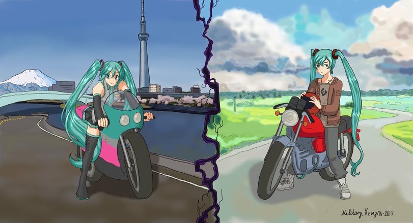 So similar... And so different... - Anime, Not anime, Images, Art, Hatsune Miku, Endless summer