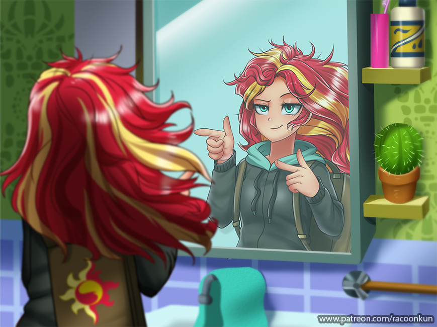 Monday Blues - My little pony, Sunset shimmer, Equestria girls, Racoonkun