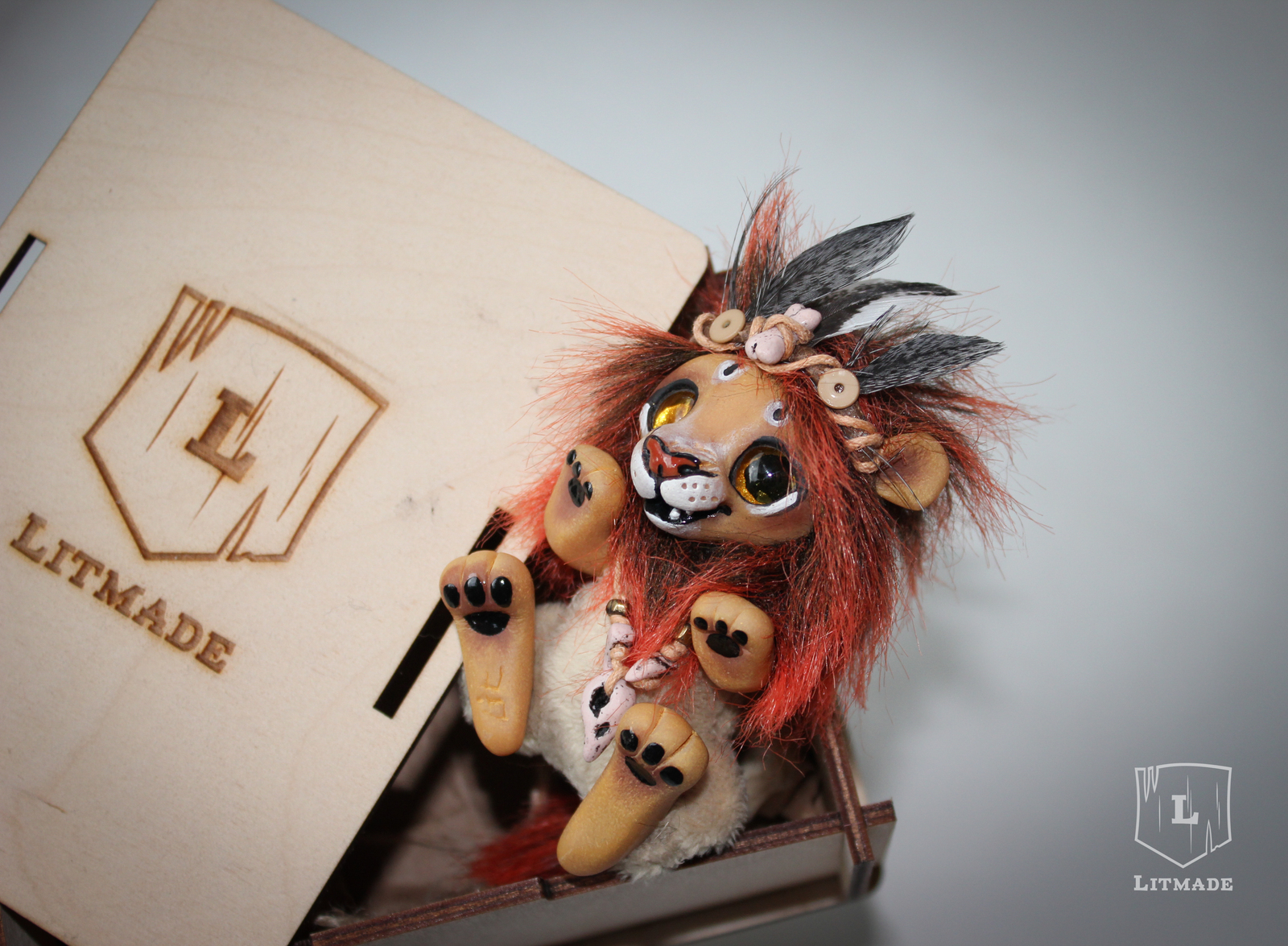 Hello white people! ^.^ - My, a lion, Doll, Handmade, Polymer clay, Litmade, Longpost