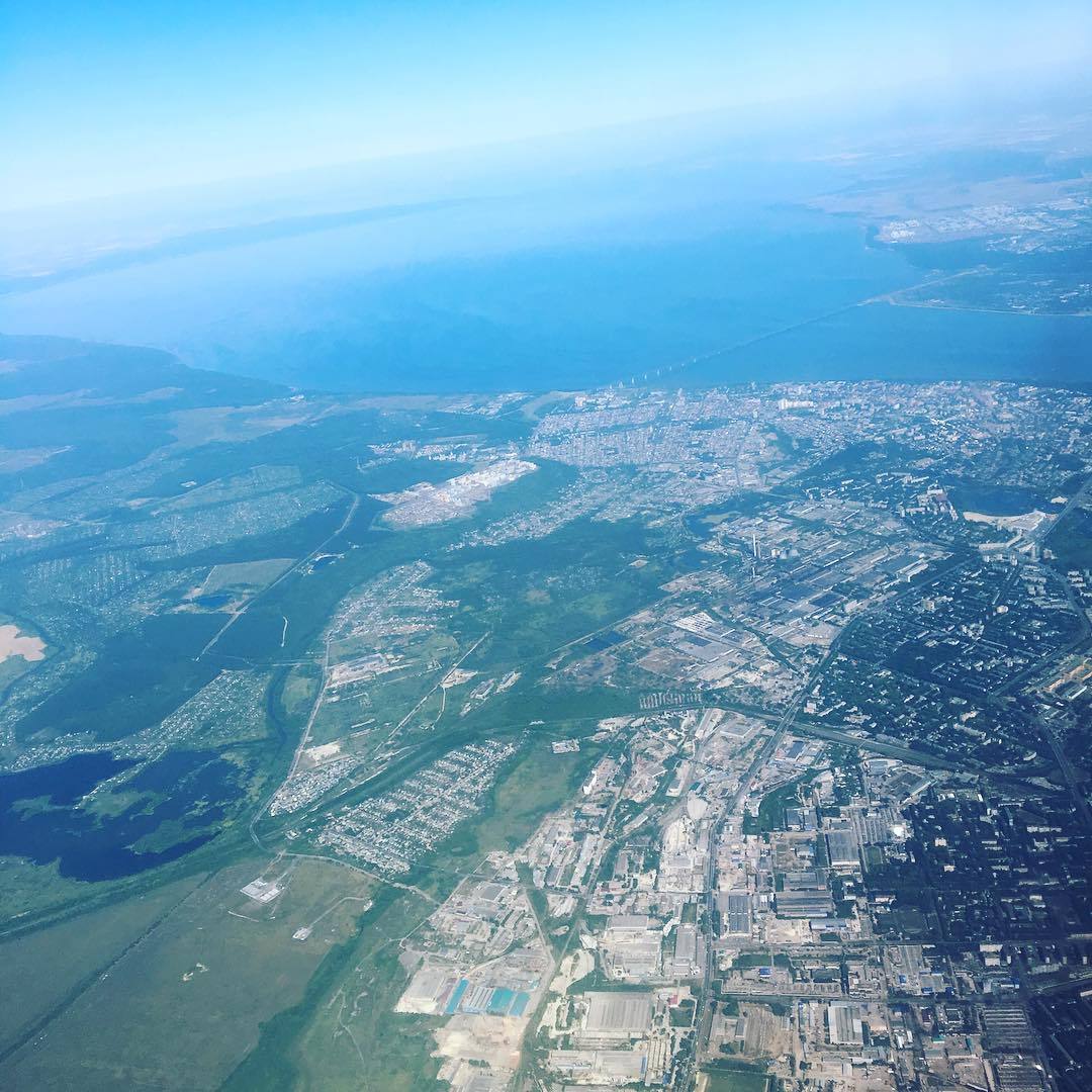 Ulyanovsk region from the porthole - Ulyanovsk, Ulyanovsk region, Sky, View from above, Airplane, Volga, Volga river, Russia, Longpost, River