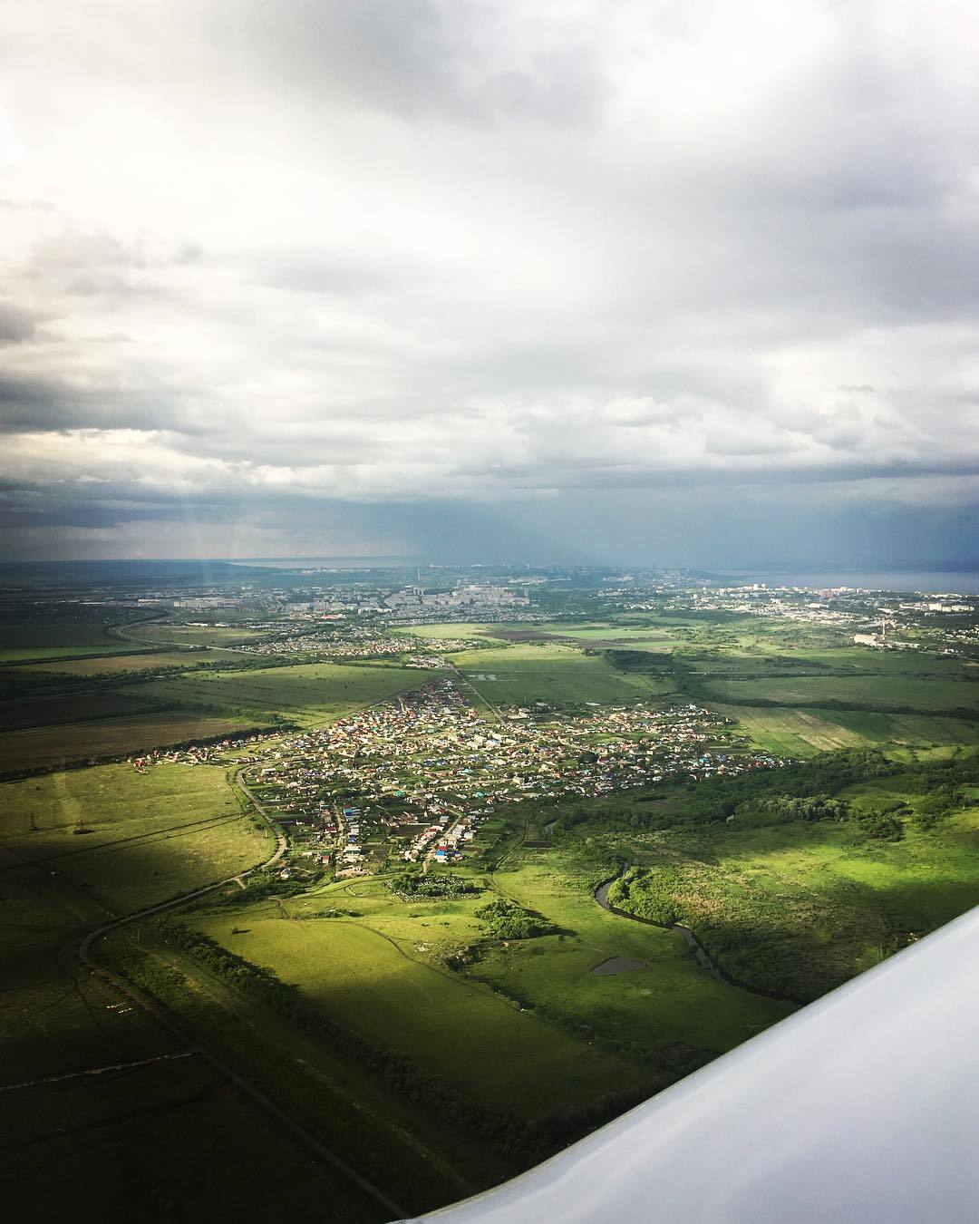 Ulyanovsk region from the porthole - Ulyanovsk, Ulyanovsk region, Sky, View from above, Airplane, Volga, Volga river, Russia, Longpost, River