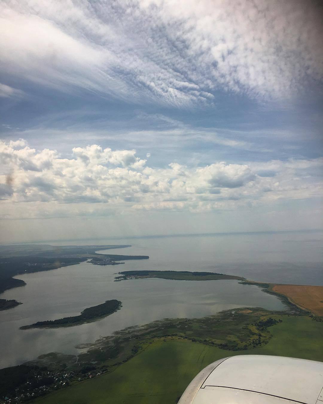 Ulyanovsk region from the porthole - Ulyanovsk, Ulyanovsk region, Sky, View from above, Airplane, Volga, Volga river, Russia, Longpost, River