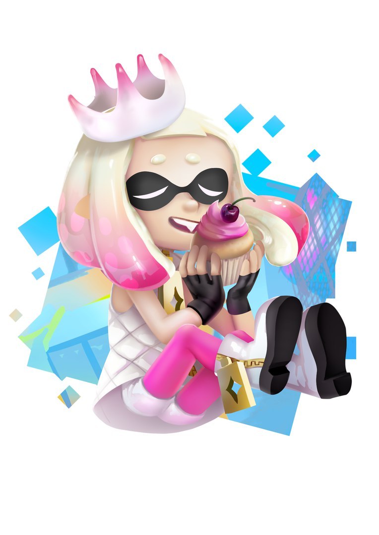 Artwork for the first Splatfest (Pie vs Ice Cream) - Splatoon, Woomy, Inklings, Octolings, Off the hook, Art, Longpost