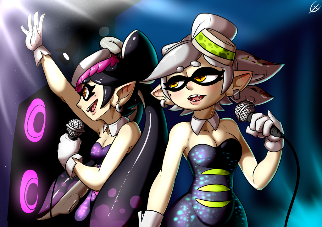 You paint the world and we'll play our melodies - Splatoon, Woomy, Inklings, Squid Sisters, Art