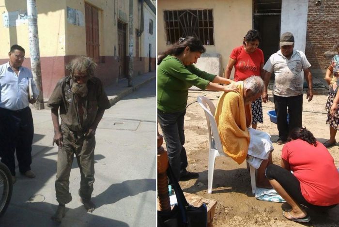 Caring people brought a homeless man back to normal - Peru, old, Grandfather, Homeless, , , People, A life, Homeless people