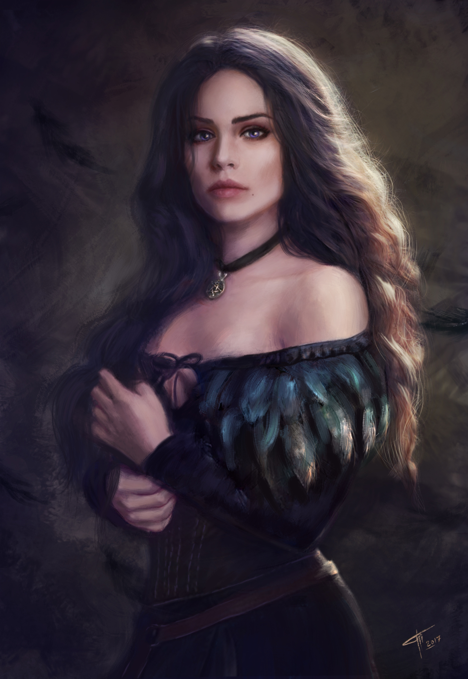 Yennefer - My, Yennefer, Witcher, Fan art, Portrait, Drawing, First post, Tamikaproud