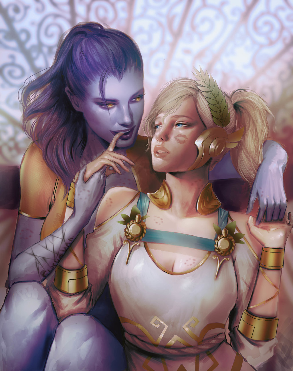 Gimme a Bite - Overwatch, Widowmaker, Amelie Lacroix, Mercy, Art, 