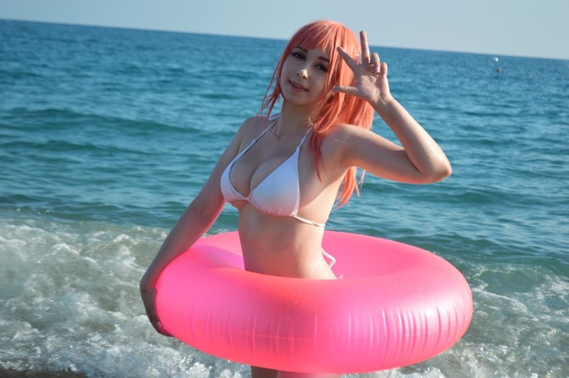 Cosplay Honoka (Dead or Alive) - NSFW, Dead or alive, Honoka, Cosplay, Anime, Boobs, Strawberry, Longpost, Dead Or Alive (game series)