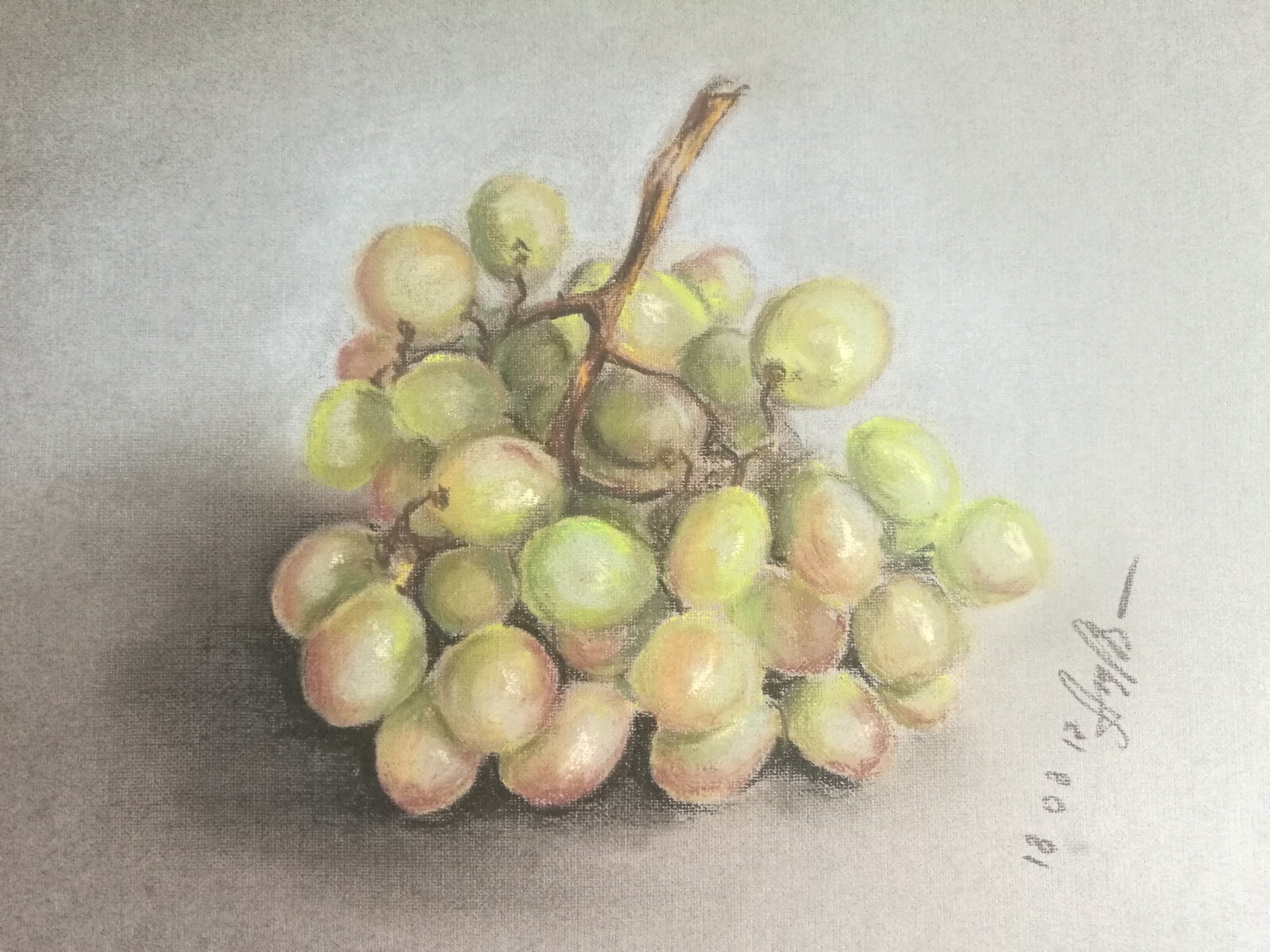 Autumn is the time for grapes. - My, Pastel, Drawing, Creation, Art