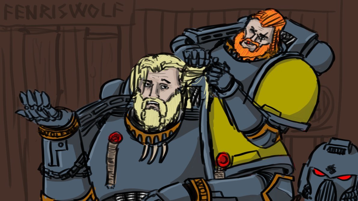 What do Astartes spend their free time on? - Warhammer 40k, Dark Angels, Space wolves, Wh humor, Fan art, Sewing, Прическа