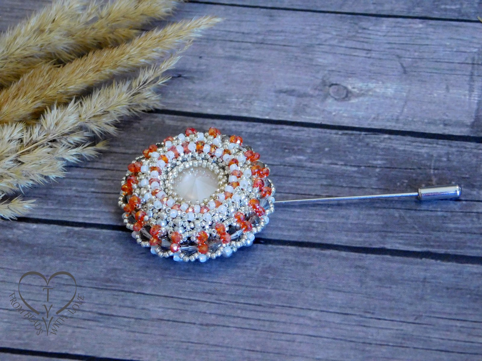 Beaded brooch - My, Brooch, Beads, Handmade, Needlework without process, Needlework