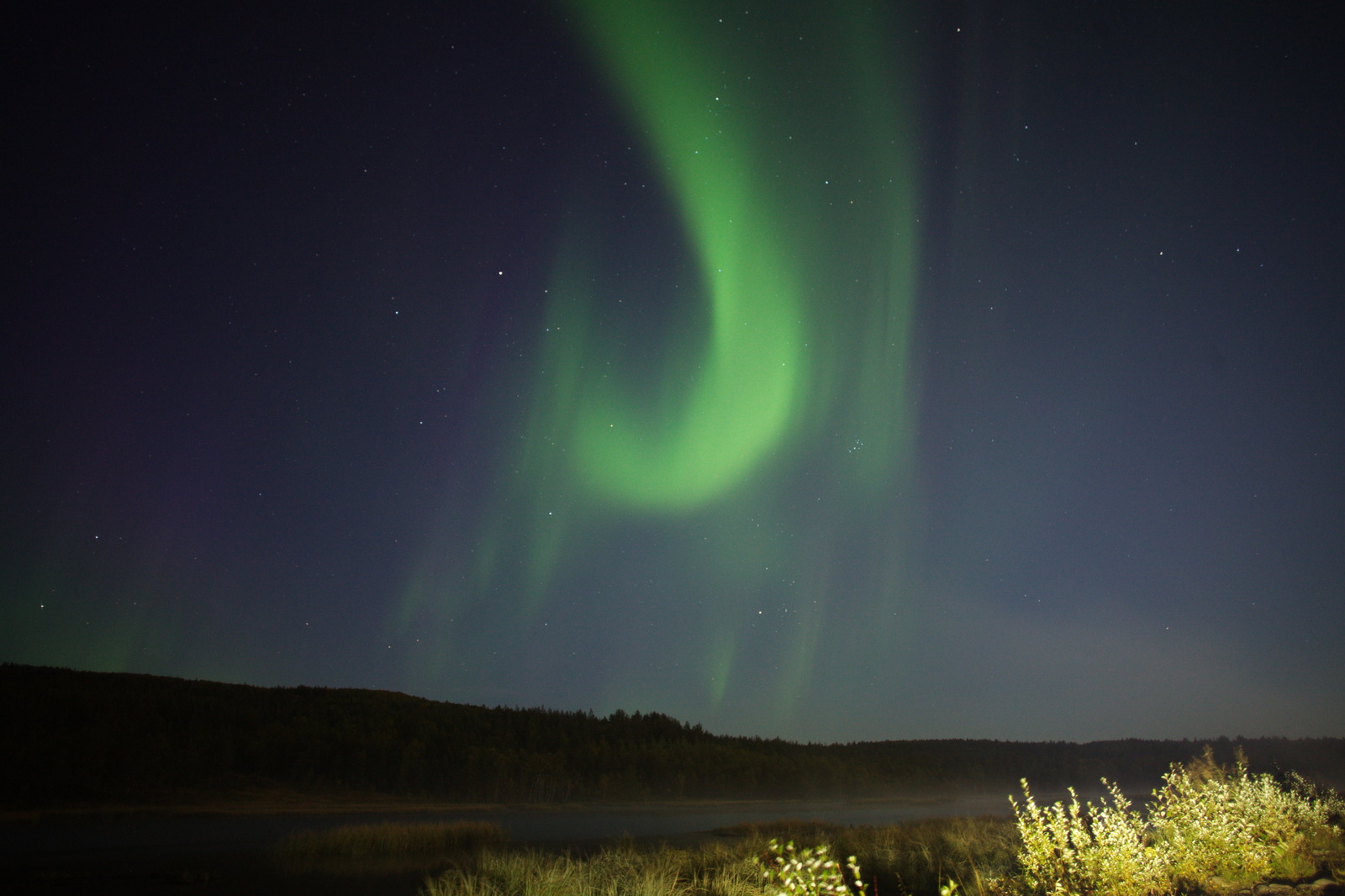 Northern Lights in Murmansk September 8, 2017 filmed by himself All mine - My, Polar Lights, Murmansk, Longpost