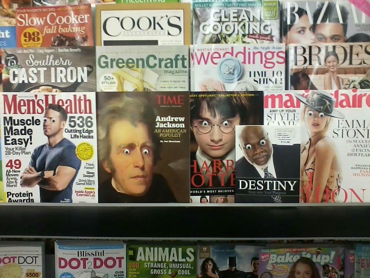 Just someone stuck their eyes on the covers of magazines - Eyes, Magazine